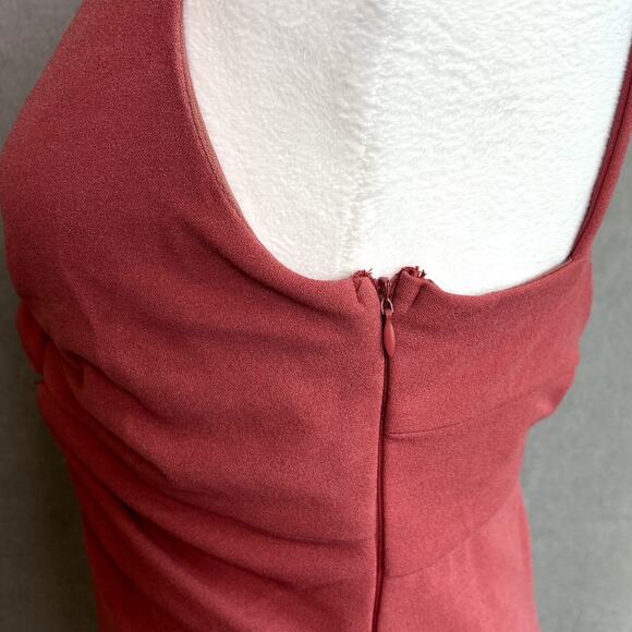 LuLu's Rust Brick Colored V Neck Dinner Date Night Party Mini Dress Size M - Picture 3 of 6